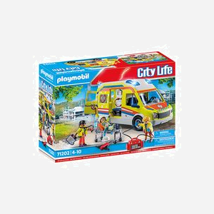 Playmobil City Life 71202 - Ambulance avec Lumière et Son - Jeu d'action/aventure multicolore - Figurine incluse - Âge recommandé 4-10 ans - Utilisation intérieure. - Miniature 1