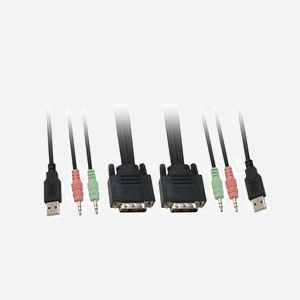 LevelOne KVM-0260 Commutateur KVM 2 Ports USB DVI-I 1920x1200 Audio avec câbles intégrés, compatible Windows, macOS, Linux, Noir/Gris - Miniature 2