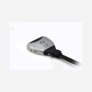LevelOne KVM-0260 Commutateur KVM 2 Ports USB DVI-I 1920x1200 Audio avec câbles intégrés, compatible Windows, macOS, Linux, Noir/Gris - Miniature 1