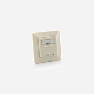 Equip 125775 : Prise Murale RJ-45 Catégorie 6a, Double Port, Blanc, Boîtier PC 80x80x38.2mm, Température d'opération -10°C à 60°C - Miniature 1