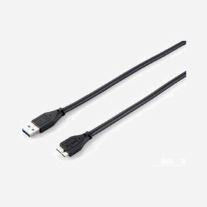 Equip Câble USB 3.2 Gen 1 (5Gbps) A vers Micro-B M/M 1.8m Noir, AWG28, Diamètre 5mm, Connecteurs droits, PVC, Plug and Play, Ref. 128397