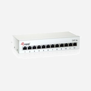 Equip 227362 Baie de Branchements 12 Ports RJ-45 Cat6, Contacts Or, Standards IEEE 802.3/802.5, Certification ISO/IEC 11801, 44x212x129mm, Gris