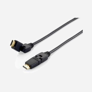 Equip 119363 Câble HDMI 2.0 3m, Connecteurs Mâle/Mâle Pivotants, Contacts Or, AWG26, 4K/60Hz, ARC, HDMI Ethernet Channel, RoHS