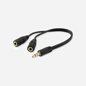 Adaptateur Audio Equip 147941 : Séparateur Noir, 2x 3.5mm Mâle vers 3.5mm Femelle, Câble 0.13m, PVC, RoHS, Dimensions 7x7mm, CE