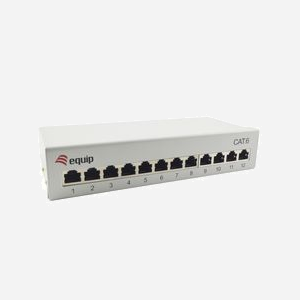 Equip 227363 Baie de Branchements 1U, 6 Ports RJ-45 Cat6 Gigabit Ethernet 10/100/1000Base-T(X), Acier, 130x44.5x212mm, RoHS