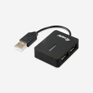Equip Hub USB 2.0 4 ports 480 Mbit/s Noir - Interface USB 2.0, Boîtier plastique, Alimentation USB - Dimensions 40x50x10mm - Ref 128952 - Miniature 1