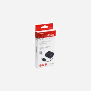 Equip Hub USB 2.0 4 ports 480 Mbit/s Noir - Interface USB 2.0, Boîtier plastique, Alimentation USB - Dimensions 40x50x10mm - Ref 128952 - Miniature 2