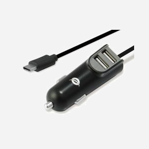 Conceptronic CARDEN05B Chargeur Auto Universel Noir, 2x USB 2.0, 5V/3.1A (15.5W max), Entrée 12-24V, USB-C intégré, Compatible Allume-cigare