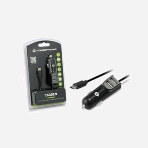 Conceptronic CARDEN05B Chargeur Auto Universel Noir, 2x USB 2.0, 5V/3.1A (15.5W max), Entrée 12-24V, USB-C intégré, Compatible Allume-cigare - Miniature 5