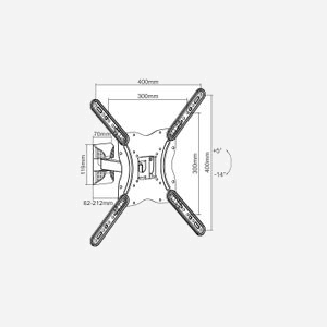 Equip 650406 Support Mural TV Pivotant 23-55" (58-140cm), VESA 75x75-400x400, Inclinaison -14°/+5°, Pivot 45°, Charge Max. 30kg, Acier Noir - Miniature 5