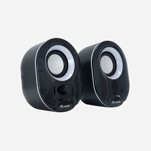 Equip 245333 Haut-Parleurs 2.0, 3W RMS, 80Hz-20kHz, 40 Ohm, 80dB, USB, Noir/Blanc, PC, Connectique filaire, 91x123x91mm