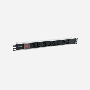 Equip PDU Basic 1U 8 Prises C13 10A 220-240V Montage Horizontal, Câble 1.8m H05VV-F 3G 1.5mm², Connecteur C14, 482.6x45x45mm, Noir