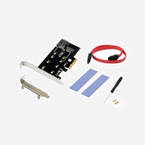 Conceptronic EMRICK04B : Carte Adaptateur Interne PCIe vers M.2 (M+B) et 1xSATA, PCIe 3.0, Chipset JMB585, Windows/Linux, Refroidissement Passif, 6Gbit/s - Miniature 2