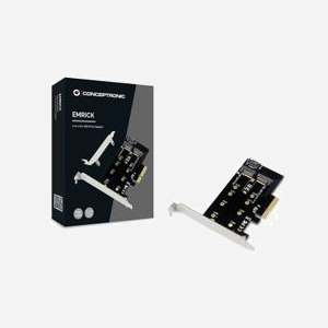 Conceptronic EMRICK04B : Carte Adaptateur Interne PCIe vers M.2 (M+B) et 1xSATA, PCIe 3.0, Chipset JMB585, Windows/Linux, Refroidissement Passif, 6Gbit/s - Miniature 3
