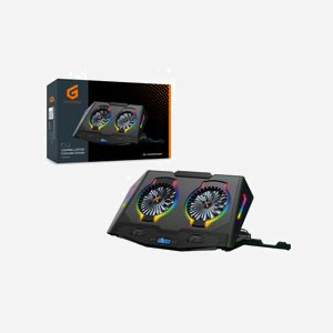 Conceptronic THYIA02B : Base de refroidissement pour PC portables jusqu'à 17", 2 ventilateurs, contrôle par boutons, éclairage RGB (Bleu/Vert/Rouge), USB 2.0, 296x50x460mm - Miniature 2