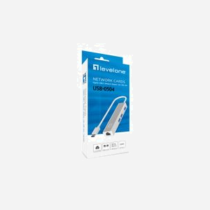 LevelOne USB-0504 : Adaptateur USB-C vers Gigabit Ethernet, 3 ports USB 3.2 Gen 1, RJ45 10/100/1000BaseT(X), Chipset Realtek RTL8153, compatible Windows/macOS - Miniature 3