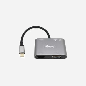 Equip Adaptateur USB-C vers HDMI VGA USB3.0 AUX PD 100W - Résolution HDMI 4K 60Hz - Compatible Windows, macOS, Android - Réf. 133483