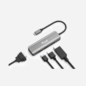 Equip 133485 Adaptateur USB-C vers HDMI/DisplayPort/VGA/USB 2.0 - Résolution 4K (3840x2160) 144Hz - Aluminium - Compatible Windows/macOS/ChromeOS - Miniature 4