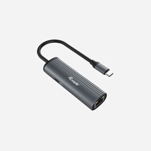 Equip Adaptateur USB-C vers Gigabit Ethernet RJ45 + USB PD 100W, USB 3.2 Gen 1, Aluminium, Compatible Windows/macOS/Linux/Android, Noir/Gris, 133486 - Miniature 1