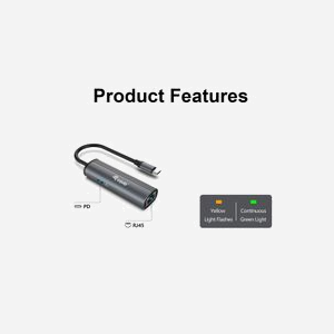 Equip Adaptateur USB-C vers Gigabit Ethernet RJ45 + USB PD 100W, USB 3.2 Gen 1, Aluminium, Compatible Windows/macOS/Linux/Android, Noir/Gris, 133486 - Miniature 3
