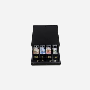 Equip Tiroir-caisse Manuel Noir Métal 420x405x110mm, 4 Compartiments Billets, 8 Compartiments Pièces, 2 Fentes Chèques/Billets, Port RJ-11 - Miniature 5