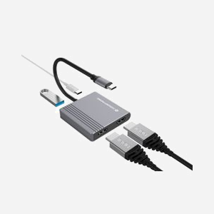 Conceptronic DONN13G - Station d'accueil USB-C 3.2 Gen 1, Double HDMI 2.0 (4K 60Hz), Power Delivery 100W, Android/ChromeOS/Windows/macOS - Miniature 3