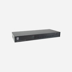 LevelOne KVM-3216 Commutateur KVM 16 ports VGA, USB & PS/2, Résolution 2048x1536, Montage Rack 1U, OSD, Support Windows, Linux, macOS