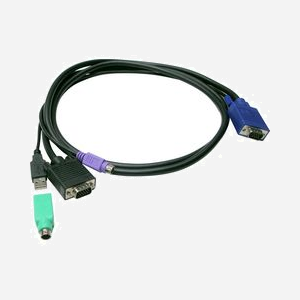 LevelOne ACC-3202 Câble KVM 3m Noir - Connecteurs PS/2 Clavier, USB/PS/2 Souris, VGA Vidéo - Compatible KVM-3208/3216 - Mâle/Mâle