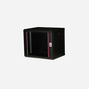 Equip EPM-09-6045-B-CBAA Rack mural 9U Acier Noir Porte verre trempé 450x600x505mm Profondeur montage 305-370mm Kit montage inclus