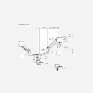 Equip Support Bureau Double Écran 17-35" (43.2-88.9cm) 40kg Max VESA 75x75/100x100 Inclinaison ±20-50° Pivot ±90° Rotation 360° Noir - Miniature 5