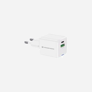 Conceptronic ALTHEA15W Chargeur Secteur Universel 1x USB-A 3.2 Gen 1, 1x USB-C Power Delivery/Quick Charge 3.0, 20W, GaN, Blanc, Protections Surchauffe/Surcharge/Court-circuit