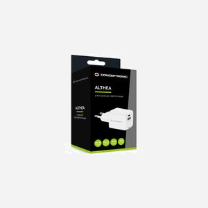Conceptronic ALTHEA15W Chargeur Secteur Universel 1x USB-A 3.2 Gen 1, 1x USB-C Power Delivery/Quick Charge 3.0, 20W, GaN, Blanc, Protections Surchauffe/Surcharge/Court-circuit - Miniature 3
