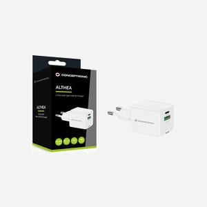 Conceptronic ALTHEA15W Chargeur Secteur Universel 1x USB-A 3.2 Gen 1, 1x USB-C Power Delivery/Quick Charge 3.0, 20W, GaN, Blanc, Protections Surchauffe/Surcharge/Court-circuit - Miniature 4