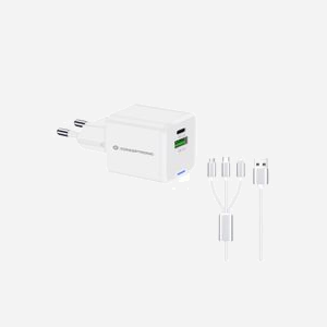 Conceptronic ALTHEA16W Chargeur Secteur Universel 33W, 1x USB-C Power Delivery 3.0/Quick Charge 3.0, 1x USB-A 3.2 Gen 1, Câble 1.5m, Blanc