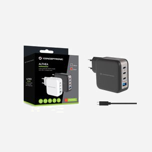 Conceptronic ALTHEA18B Chargeur Secteur Universel 100W GaN, 3x USB-C Power Delivery 3.0, 1x USB-A Quick Charge 3.0, Noir, Câble 1.5m - Miniature 3
