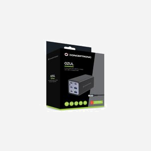 Conceptronic OZUL06BE Chargeur Secteur Universel 200W, 6 Ports (4x USB-C Power Delivery 140W max, 2x USB-A Quick Charge 3.0), GaN, Protections Multiples - Miniature 4