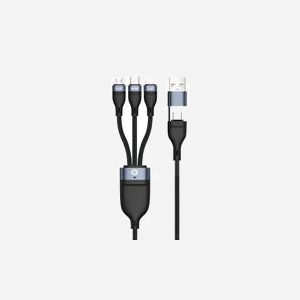 Conceptronic ETTA05B15 Câble USB 2.0 1.5m USB-C vers USB-C/Micro-USB B/Lightning, Adaptateur USB-A, Power Delivery 60W, Noir
