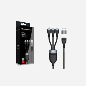 Conceptronic ETTA05B15 Câble USB 2.0 1.5m USB-C vers USB-C/Micro-USB B/Lightning, Adaptateur USB-A, Power Delivery 60W, Noir - Miniature 2