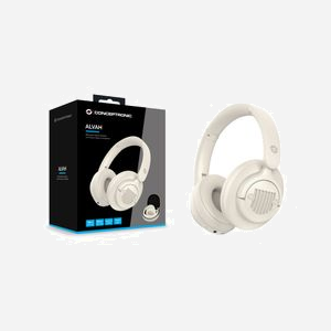 Conceptronic ALVAH02C Casque Arceau Crème Filaire & Bluetooth 5.4, Réduction de Bruit Active, 20-20000Hz, 32 Ohm, Batterie 400mAh, 233g - Miniature 4
