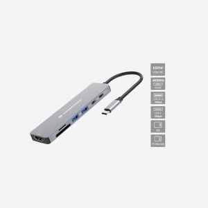 Conceptronic DONN28G Dock USB 3.2 Gen 1 Type-C Gris - 2x USB-A, 3x USB-C, HDMI 4K, Lecteur Cartes SD/MicroSD, Power Delivery 100W, Compatible Windows/macOS/Android - Miniature 2