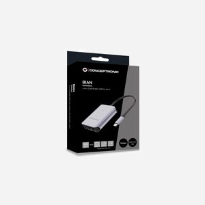 Conceptronic BIAN09G Lecteur Cartes Mémoire USB 3.2 Gen 2 Type-C Gris - CFast 2.0, MicroSD/SD - 10000 Mbit/s - Aluminium - Windows/macOS/Android - Miniature 5