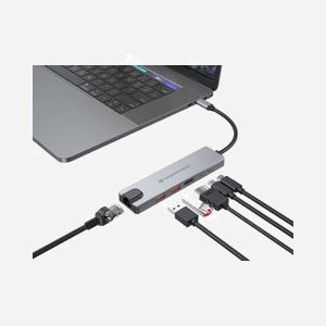 Conceptronic DONN29G Station d'accueil USB-C 3.2 Gen 2, Power Delivery 140W, 2x USB-A, 2x USB-C, HDMI 2.0, Ethernet Gigabit, Boîtier Aluminium Gris. - Miniature 4