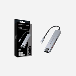 Conceptronic DONN29G Station d'accueil USB-C 3.2 Gen 2, Power Delivery 140W, 2x USB-A, 2x USB-C, HDMI 2.0, Ethernet Gigabit, Boîtier Aluminium Gris. - Miniature 5