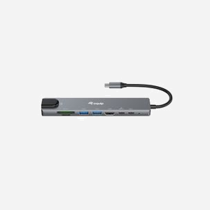 Equip 133497 Station d'accueil USB Type-C, Power Delivery 100W, Ethernet Gigabit, Lecteur MicroSD, USB 3.2 Gen 1, HDMI 1.4, Noir/Gris - Miniature 2