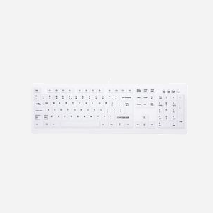 Clavier Médical CHERRY AK-C8100F-U1-W/US USB QWERTY US Membrane 105 touches Blanc, 449x142x26mm, compatible Windows/macOS/Linux, certifications CE/RoHS/FCC