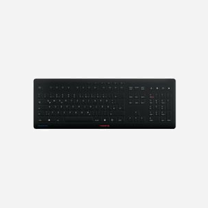 CHERRY Stream Clavier Universel QWERTZ Allemand Noir - Connectivité Sans Fil + USB, Cherry SX, 115 Touches, Portée 10m, Alimentation Batterie AA