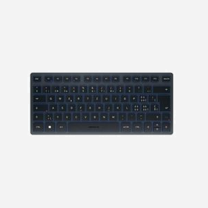 CHERRY KW 7100 MINI BT Clavier Bluetooth 5.1 QWERTZ Suisse, Cherry SX, 79 Touches, Bleu, Alimentation Batterie AAA, 295x129x27mm, 430g - Miniature 1
