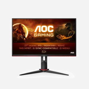 AOC 27G2SPU/BK - Écran 27" IPS Full HD 1920x1080 165Hz 1ms MPRT, AdaptiveSync, 250cd/m², HDMI/DP, Hub USB 3.2, Haut-parleurs 2W, Noir/Rouge - Miniature 1