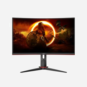 AOC CQ27G2S/BK Moniteur PC 27" Quad HD (2560x1440) VA 165Hz 4ms incurvé 1500R, HDMI 2.0/DisplayPort 1.4, HDR10, Noir/Rouge