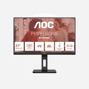 AOC U27E3UF Moniteur 27" 4K Ultra HD IPS LED 3840x2160 60Hz, 4ms GTG, 350cd/m², HDMI 2.0/DisplayPort 1.4, Hub USB 3.2, Adaptive Sync, Noir - Miniature 1